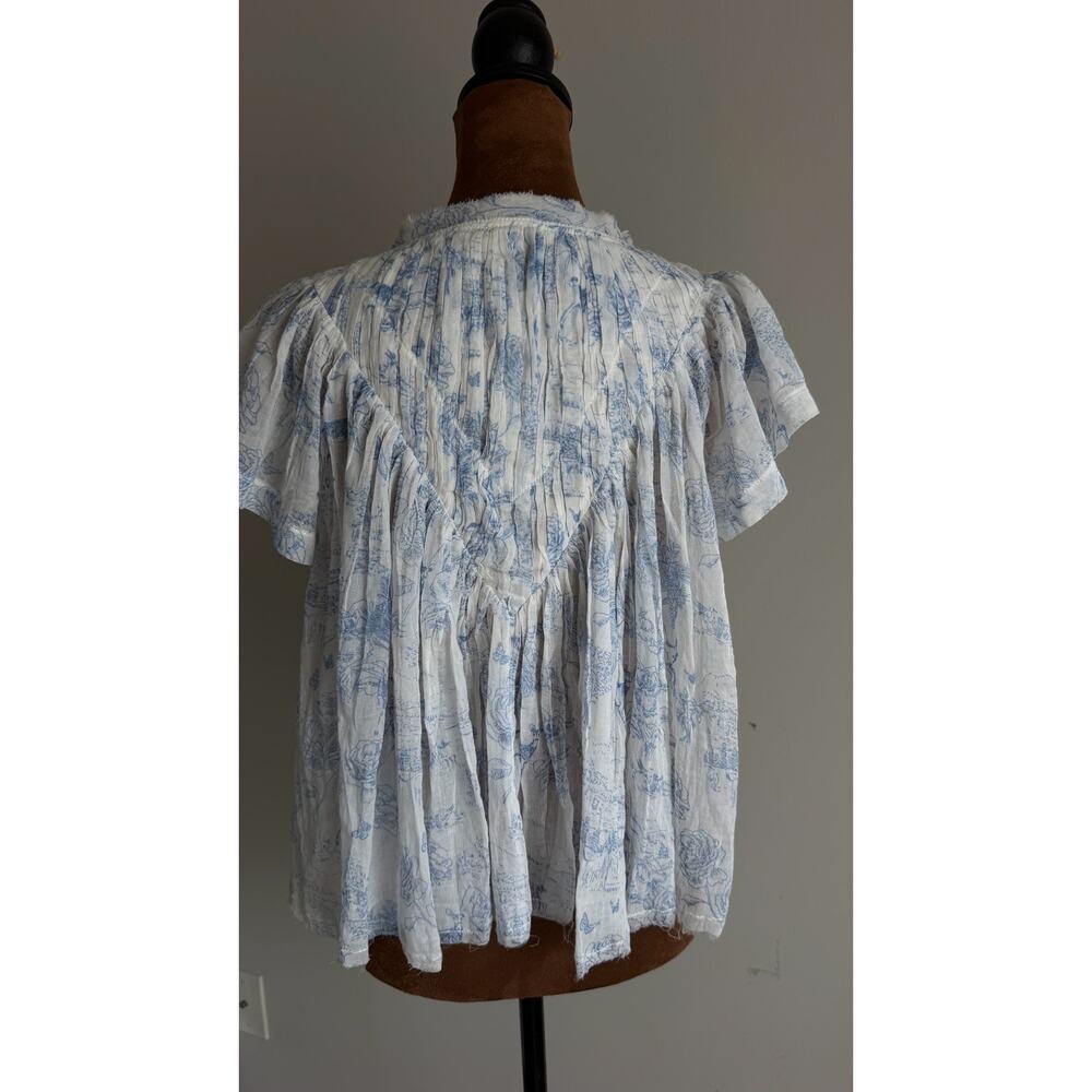 Free People Printed Padma Top – Blue/White, Size M $88 - Picture 11 of 13